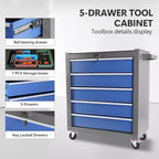 Servante d'atelier à 5 tiroirs avec roues – Boîte à outils robuste en acier