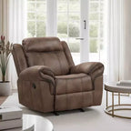 Ryal Hampton Manual Glider Recliner Chair, Brown Faux Leather, Pillow Arms