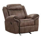 Fauteuil inclinable manuel planeur, similicuir marron, accoudoirs rembourrés