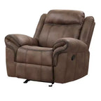 Fauteuil inclinable manuel planeur, similicuir marron, accoudoirs rembourrés