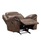 Fauteuil inclinable manuel planeur, similicuir marron, accoudoirs rembourrés