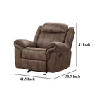 Fauteuil inclinable manuel planeur, similicuir marron, accoudoirs rembourrés