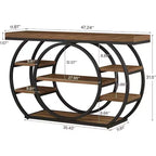 Console de 120 cm, table d'entrée industrielle à 5 niveaux, table console étroite pour salon, couloir, hall d'entrée