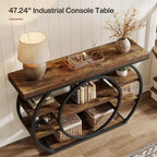 Console de 120 cm, table d'entrée industrielle à 5 niveaux, table console étroite pour salon, couloir, hall d'entrée