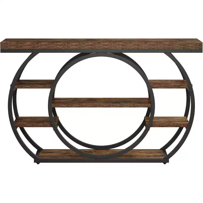 47-Inch Console Table, 5-Tier Industrial Entryway Table, Narrow Sofa Table for Living Room, Hallway, Foyer