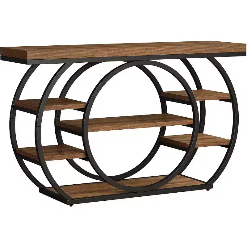 47-Inch Console Table, 5-Tier Industrial Entryway Table, Narrow Sofa Table for Living Room, Hallway, Foyer