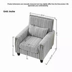 Fauteuil de salon en tissu rayé de style Mid-Century avec garniture cloutée – Chaise d'appoint pour salons et espaces de détente