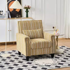 Fauteuil de salon en tissu rayé de style Mid-Century avec garniture cloutée – Chaise d'appoint pour salons et espaces de détente