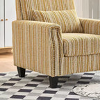 Fauteuil de salon en tissu rayé de style Mid-Century avec garniture cloutée – Chaise d'appoint pour salons et espaces de détente