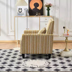 Fauteuil de salon en tissu rayé de style Mid-Century avec garniture cloutée – Chaise d'appoint pour salons et espaces de détente