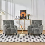 Fauteuil de salon en tissu rayé de style Mid-Century avec garniture cloutée – Chaise d'appoint pour salons et espaces de détente