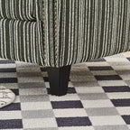 Fauteuil de salon en tissu rayé de style Mid-Century avec garniture cloutée – Chaise d'appoint pour salons et espaces de détente