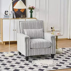 Fauteuil de salon en tissu rayé de style Mid-Century avec garniture cloutée – Chaise d'appoint pour salons et espaces de détente