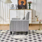 Fauteuil de salon en tissu rayé de style Mid-Century avec garniture cloutée – Chaise d'appoint pour salons et espaces de détente
