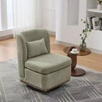 Fauteuil de salon pivotant en chenille du milieu du siècle avec oreiller