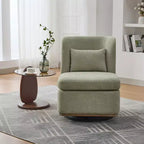 Fauteuil de salon pivotant en chenille du milieu du siècle avec oreiller