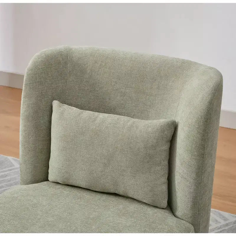 Mid-Century Chenille Upholstered Swivel Lounge Chair with Pillow