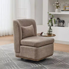 Fauteuil de salon pivotant en chenille du milieu du siècle avec oreiller