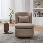 Fauteuil de salon pivotant en chenille du milieu du siècle avec oreiller