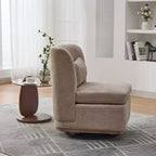 Fauteuil de salon pivotant en chenille du milieu du siècle avec oreiller