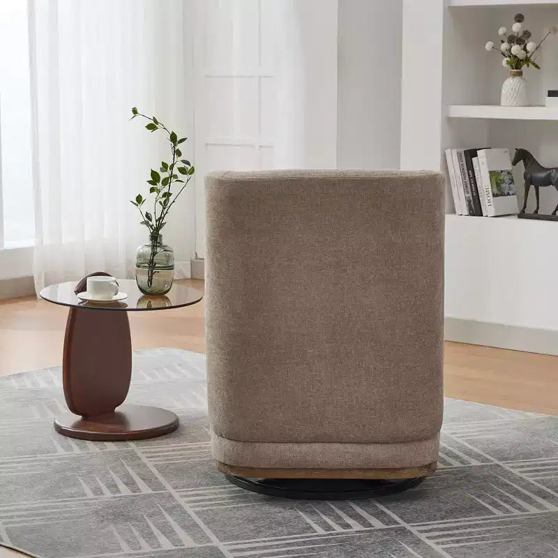 Mid-Century Chenille Upholstered Swivel Lounge Chair with Pillow