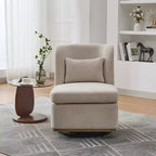 Fauteuil de salon pivotant en chenille du milieu du siècle avec oreiller