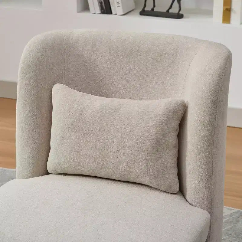 Mid-Century Chenille Upholstered Swivel Lounge Chair with Pillow