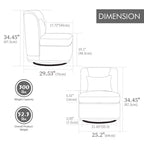 Fauteuil de salon pivotant en chenille du milieu du siècle avec oreiller