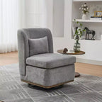 Fauteuil de salon pivotant en chenille du milieu du siècle avec oreiller