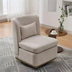 Okak Mid-Century Chenille Upholstered Swivel Lounge Chair with Pillow,Leisure Armless Accent Chair for Living Rooms,Relaxation Areas