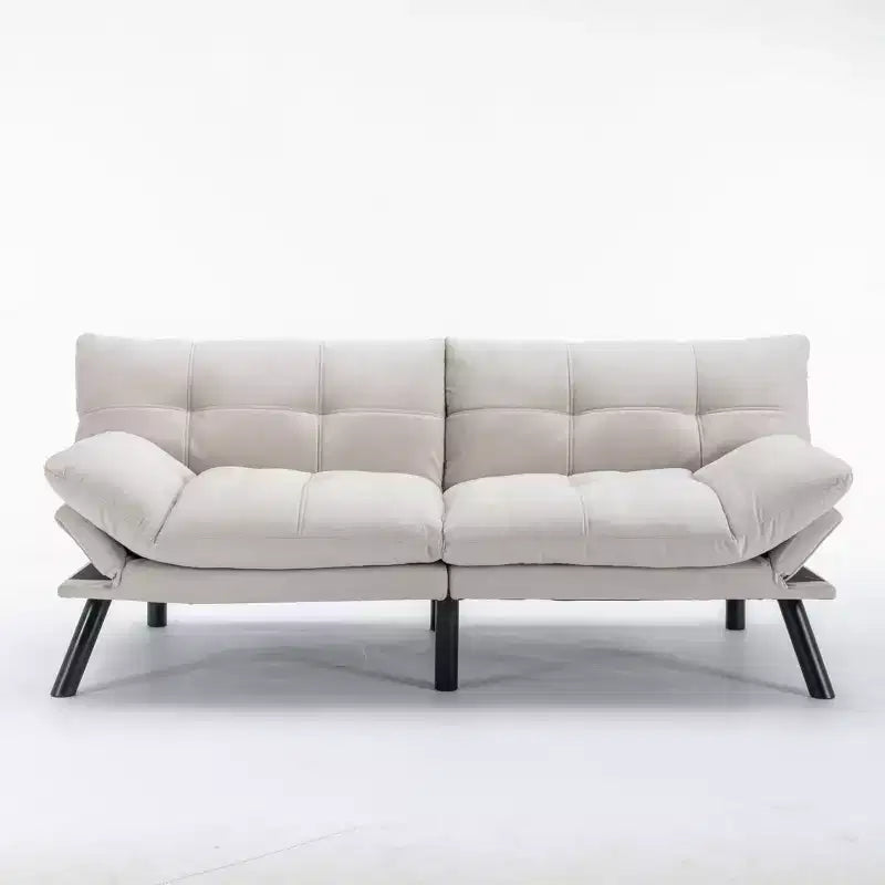 Modern Convertible Futon Sofa Bed with Adjustable Backrest and Plush Cushion