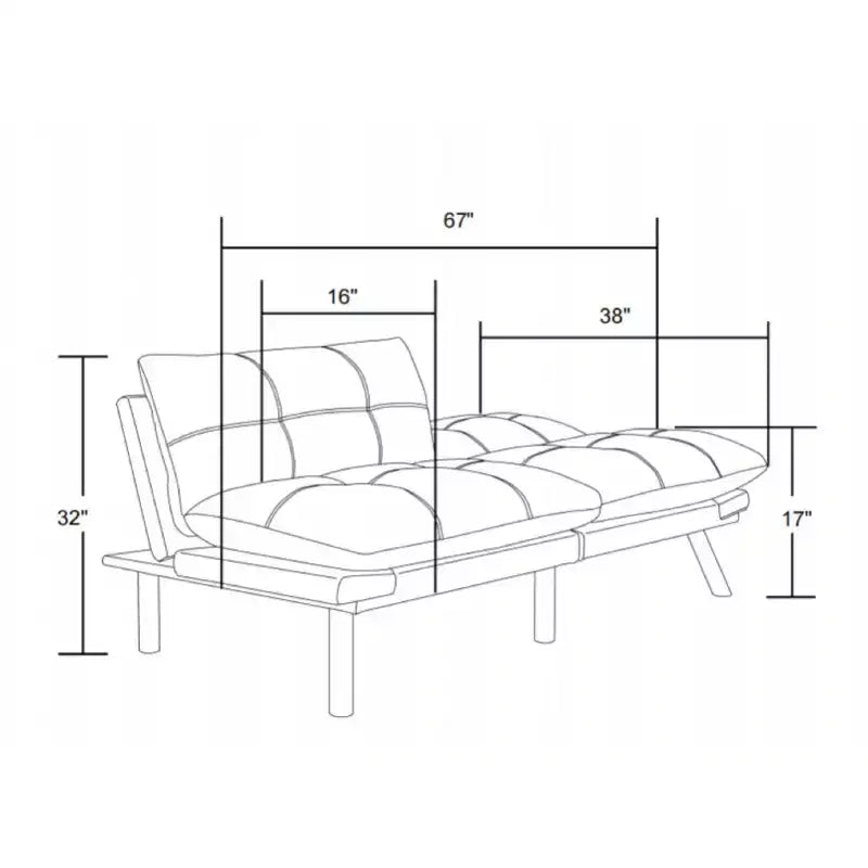 Modern Convertible Futon Sofa Bed with Adjustable Backrest and Plush Cushion