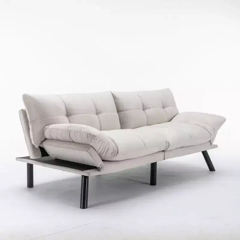 Modern Convertible Futon Sofa Bed with Adjustable Backrest and Plush Cushion