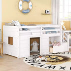 Lit mezzanine enfant double 94,56 po avec tiroirs et étagères, lit superposé avec échelle et garde-corps de sécurité, cadres de lit pour chambre d'enfant