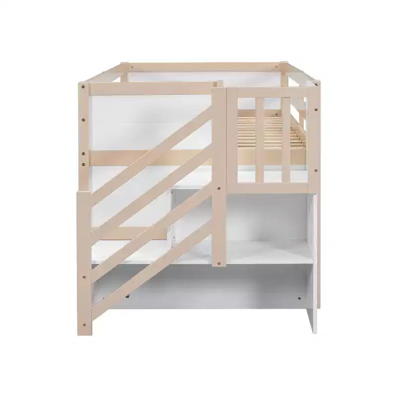 94.56IN Twin Size Kids Loft Bed with Drawers and Shelves, Bunk Bed with Ladder and Safety Guardrail, Bed Frames for Kids Room