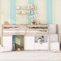 94.56IN Twin Size Kids Loft Bed with Drawers and Shelves, Bunk Bed with Ladder and Safety Guardrail, Bed Frames for Kids Room