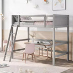 Lit mezzanine pour enfants, taille double, de 79,5 po, avec échelle, barrières de sécurité et cadre de lit, pour chambre d'enfant, salle de jeux ou salon