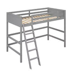 Lit mezzanine pour enfants, taille double, de 79,5 po, avec échelle, barrières de sécurité et cadre de lit, pour chambre d'enfant, salle de jeux ou salon