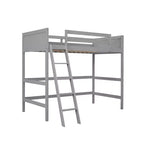 Lit mezzanine pour enfants, taille double, de 79,5 po, avec échelle, barrières de sécurité et cadre de lit, pour chambre d'enfant, salle de jeux ou salon
