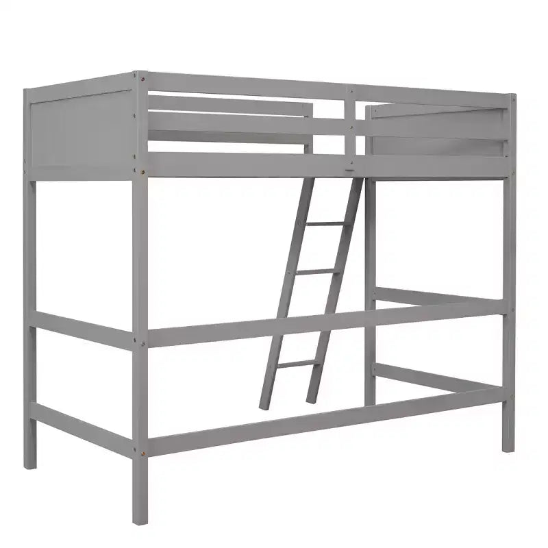 79.5IN Twin Size Kids Loft Bed with Ladder, Safety Guardrails, Bed Frame for Kids Room, Gaming Room, Living Room