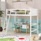Lit mezzanine pour enfants, taille double, de 79,5 po, avec échelle, barrières de sécurité et cadre de lit, pour chambre d'enfant, salle de jeux ou salon