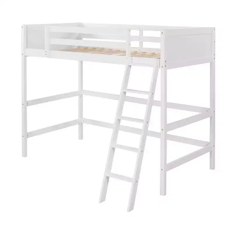 79.5IN Twin Size Kids Loft Bed with Ladder, Safety Guardrails, Bed Frame for Kids Room, Gaming Room, Living Room