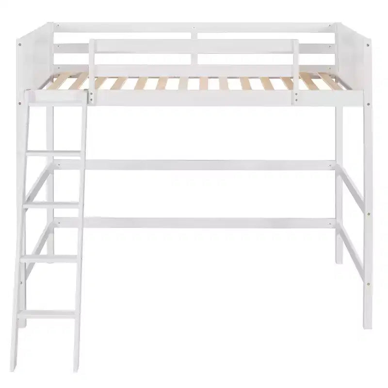 79.5IN Twin Size Kids Loft Bed with Ladder, Safety Guardrails, Bed Frame for Kids Room, Gaming Room, Living Room