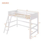 Lit mezzanine pour enfants, taille double, de 79,5 po, avec échelle, barrières de sécurité et cadre de lit, pour chambre d'enfant, salle de jeux ou salon
