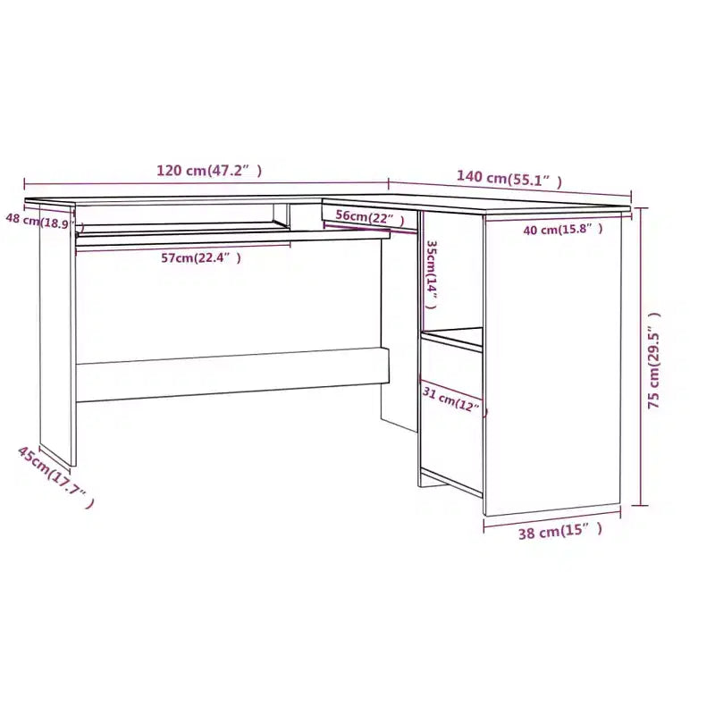 L-Shaped Corner Computer Desk with Open Storage, Black