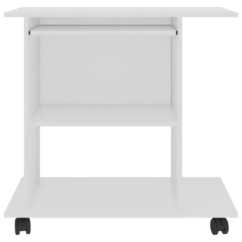 Compact White Computer Desk with Storage Shelves