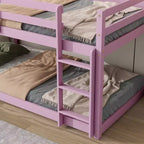 Lit superposé jumeau sur jumeau au sol de 77,3 po avec échelle, garde-corps et lattes renforcées, cadre de lit pour chambre d'enfant, salle de jeux, rose