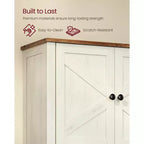 Armoire de Rangement Murale avec Portes Coulissantes, Étagère Réglable et Barre Porte-Serviettes, Blanc Rustique