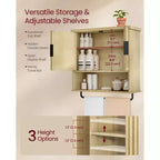 Meuble Haut avec Portes Cannnelées et Barre Porte-Serviettes, 59,9 x 72,9 cm, Chêne Beige