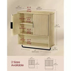 Meuble Haut avec Portes Cannnelées et Barre Porte-Serviettes, 59,9 x 72,9 cm, Chêne Beige
